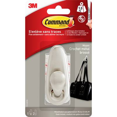 3M 3M Crochet métallique Medium Command™ « classique » (L x l x H) 83 x 32 x 32 mm nickel (brossé) Contenu: 1 pc(s)