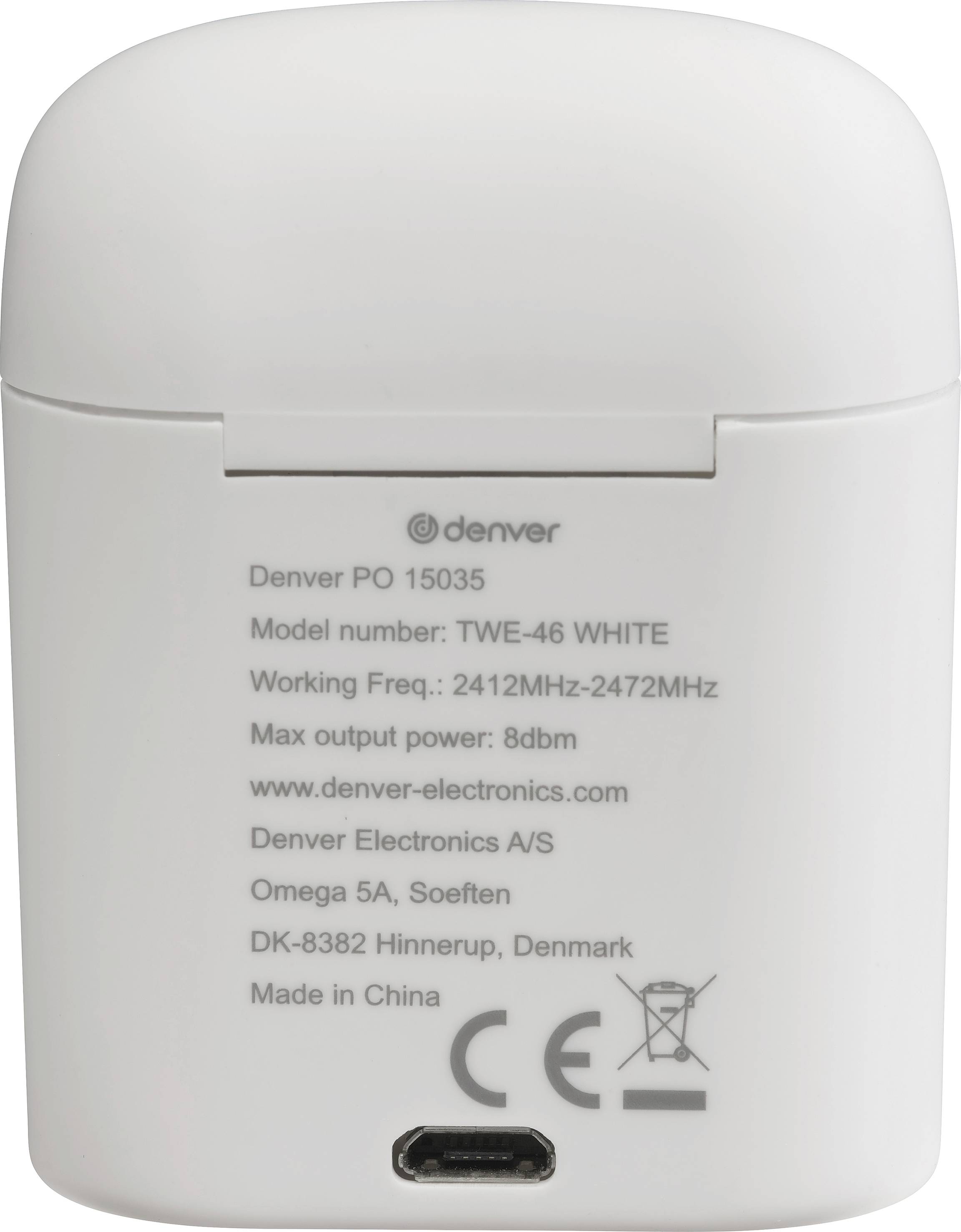 Denver TWE-46 Écouteurs intra-auriculaires Bluetooth blanc-1