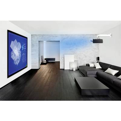 Salon lumineux aménagé avec un canapé moderne, un grand écran plat au mur et une décoration minimaliste.
