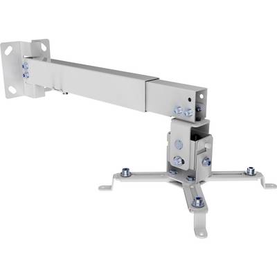 Support mural pour téléviseur en métal réglable, monté avec plusieurs vis pour plus de stabilité et bras flexible permettant différents angles de vue.