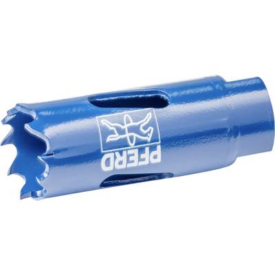 Trépan bleu de PFERD avec denture et fentes de ventilation. Logo de marque en blanc sur le côté. Adapté pour le métal.