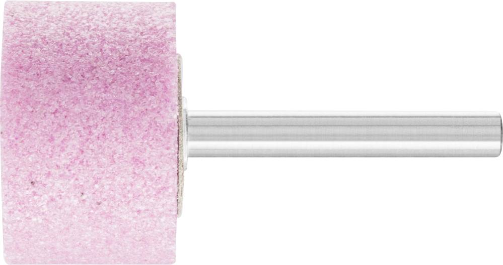 Rose abrasive cylindrique, avec tige métallique ; outil de finition de surface.