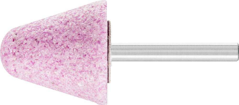 Un embout en rose avec une tige cylindrique. L'embout présente une surface rugueuse et granuleuse, et est utilisé pour lisser des matériaux.