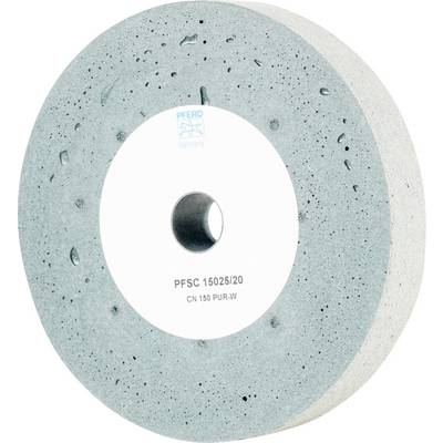Disque abrasif gris avec un centre blanc, portant l'inscription 'PFSC 15025/20 CN 150 PUR-W', produit par Pferd Germany.