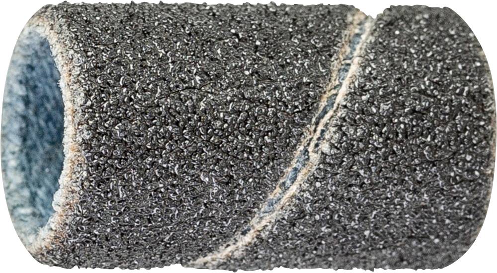 Gros plan sur un rouleau de meulage gris à texture rugueuse, utilisé pour des travaux de ponçage.