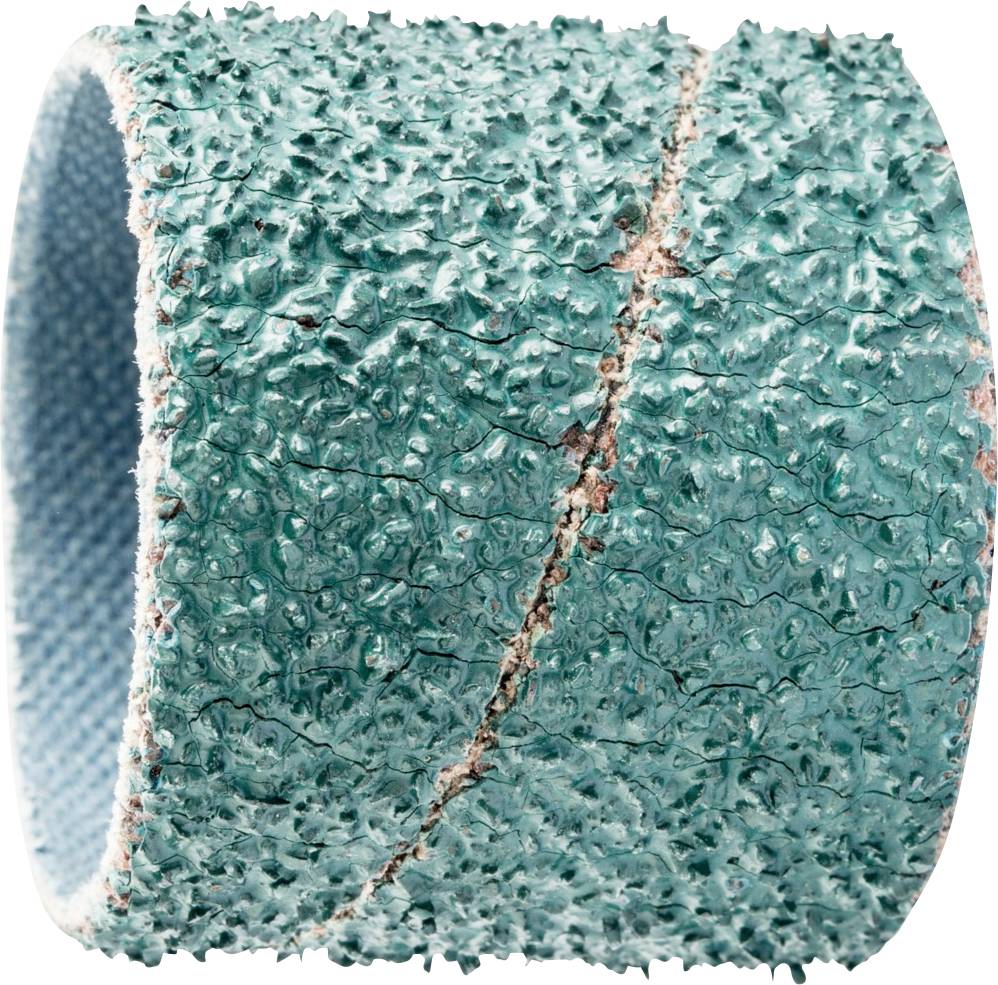 Un embout cylindrique unique de couleur turquoise, à surface rugueuse, utilisé pour le meulage ou le polissage.