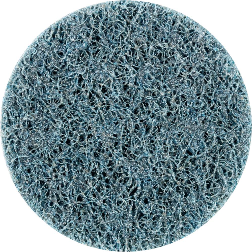 Un tampon de polissage circulaire bleu avec une surface rugueuse et texturée, typique des applications de nettoyage ou de polissage.