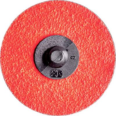 Un disque de ponçage rouge avec une ouverture noire au centre, utilisé pour les travaux de ponçage sur différents matériaux.