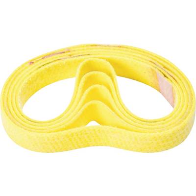 Ruban de bonbons jaune, enroulé en spirale, avec une texture rugueuse.