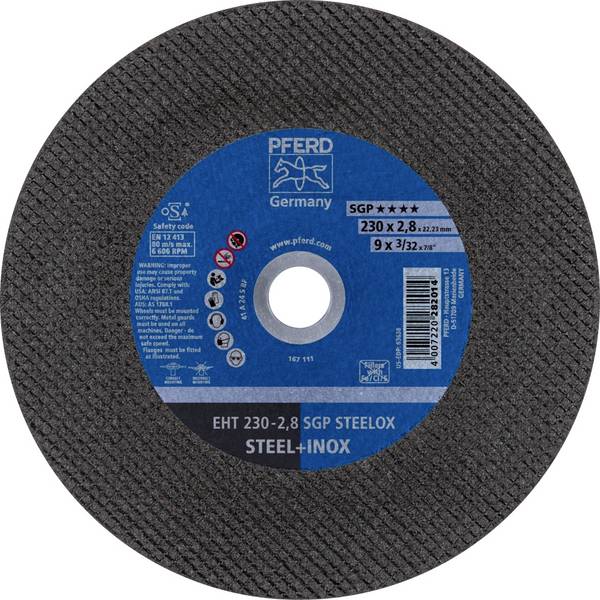 PFERD TOOLS EHT 230-2,8 SGP STEELOX 61328722 Disque à tronçonner 230 mm 25 pc(s) acier inoxydable, acier
