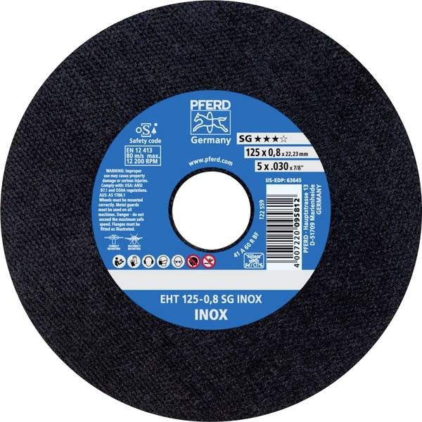 PFERD TOOLS EHT 125-0,8 SG INOX 61341096 Disque à tronçonner 125 mm 25 pc(s) acier inoxydable
