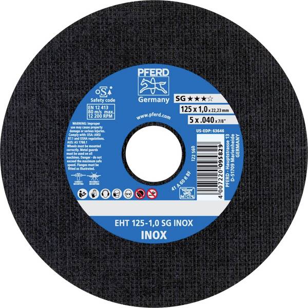 PFERD TOOLS EHT 125-1,0 SG INOX 61341116 Disque à tronçonner 125 mm 25 pc(s) acier inoxydable