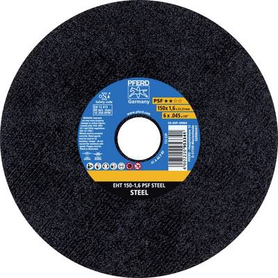 Disque à tronçonner 'EHT 150-1,6 PSF STEEL' pour l'usinage de l'acier, diamètre 150 mm, épaisseur 1,6 mm. Marque 'Pferd'.