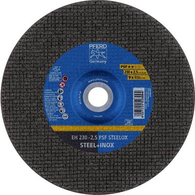 Disque à tronçonner pour acier et inox, diamètre 230 mm, épaisseur 2,5 mm, marque PFERD, identifié PSF Steelox.