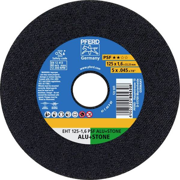 PFERD TOOLS EHT 125-1,6 PSF ALU+STONE 61819021 Disque à tronçonner 125 mm 25 pc(s) aluminium, Métaux non ferreux, Titane, Alliage de titane, Fonte, Duroplast, Pierre, Béton, Carrelage