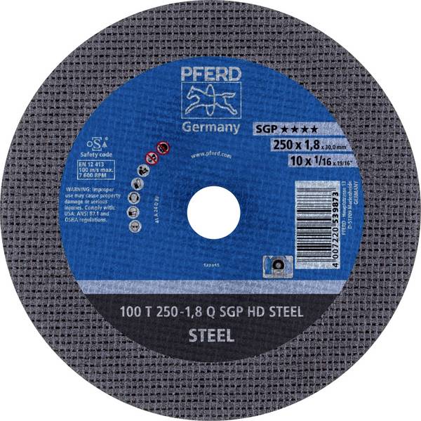 PFERD TOOLS 100 T 250-1,8 Q SGP HD STEEL/30,0 66322130 Disque à tronçonner 250 mm 20 pc(s) Acier de traitement, acier