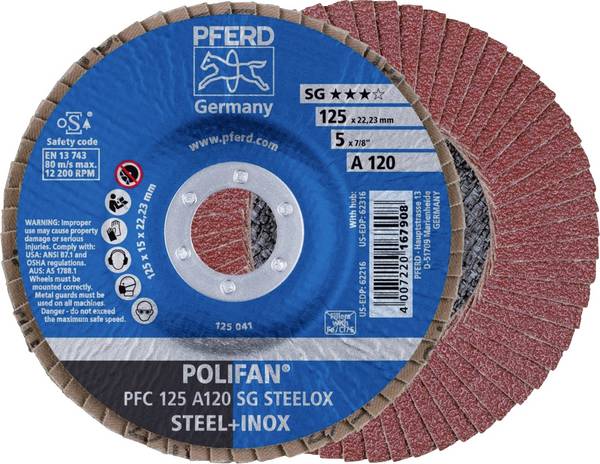 PFERD TOOLS 67712125 PFC 125 A 120 SG STEELOX Disque segmenté Diamètre 125 mm Ø de perçage 22.23 mm Grain 120 acier inoxydable, acier 10 pc(s)