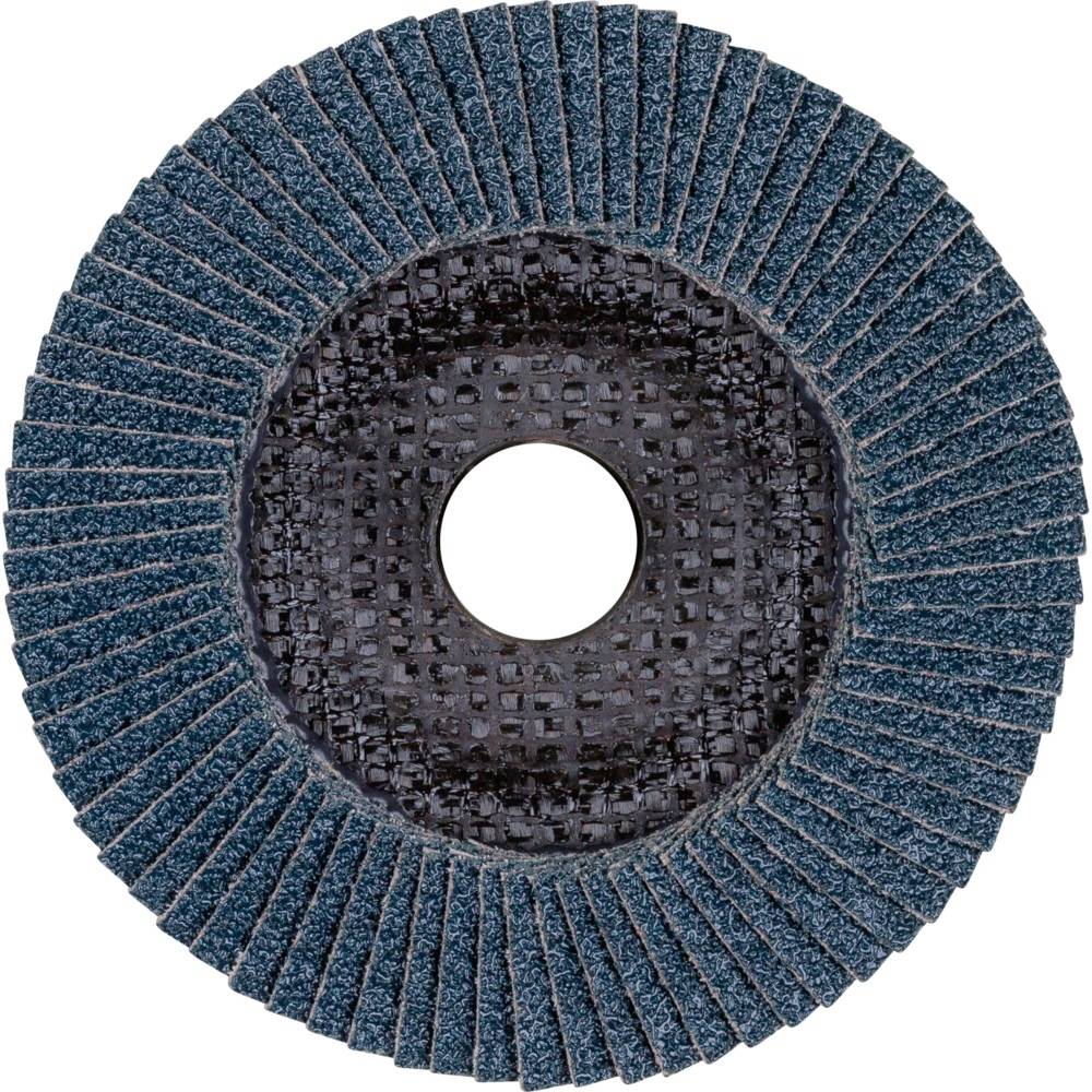 Disque abrasif à lamelles radiales en papier de verre autour d'un trou central. Utilisé pour les travaux de ponçage.