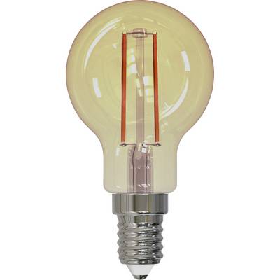 Ampoule à filament visible avec douille métallique, allumée et brillante dans une teinte jaune chaleureux.