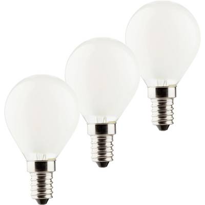 Trois ampoules blanches disposées en ligne sur un fond blanc. Elles ont une forme ronde et des bases métalliques.