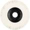 Disque de meulage rond avec des lamelles blanches et un cercle central noir, ressemblant à une roue dentée. Utilisé pour meuler ou polir.