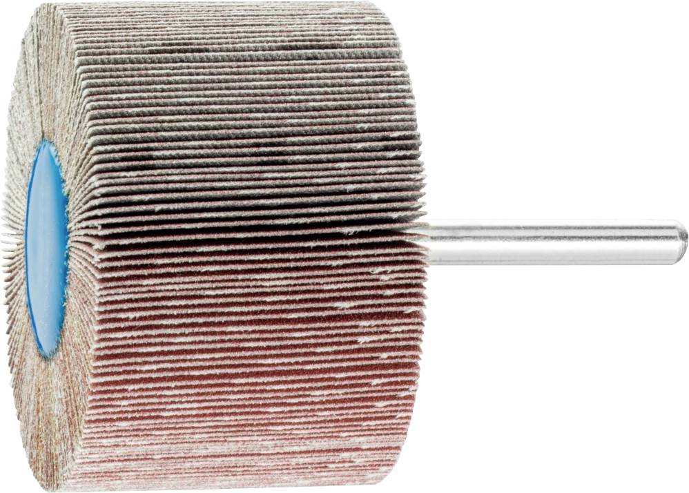 Disque abrasif composé de nombreuses couches lamellaires avec une tige métallique au centre, utilisé dans l'usinage des métaux.