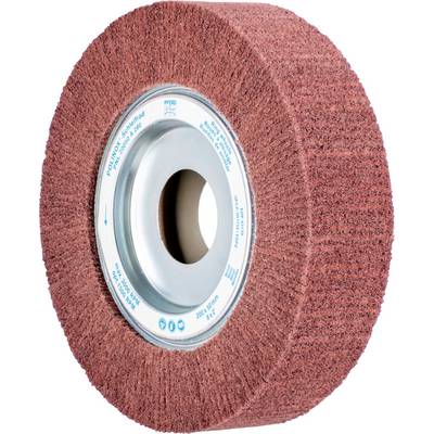 Rouleau abrasif en matériau non tissé, cylindrique, brun-rouge, avec noyau métallique, adapté pour le traitement de surface et le polissage.