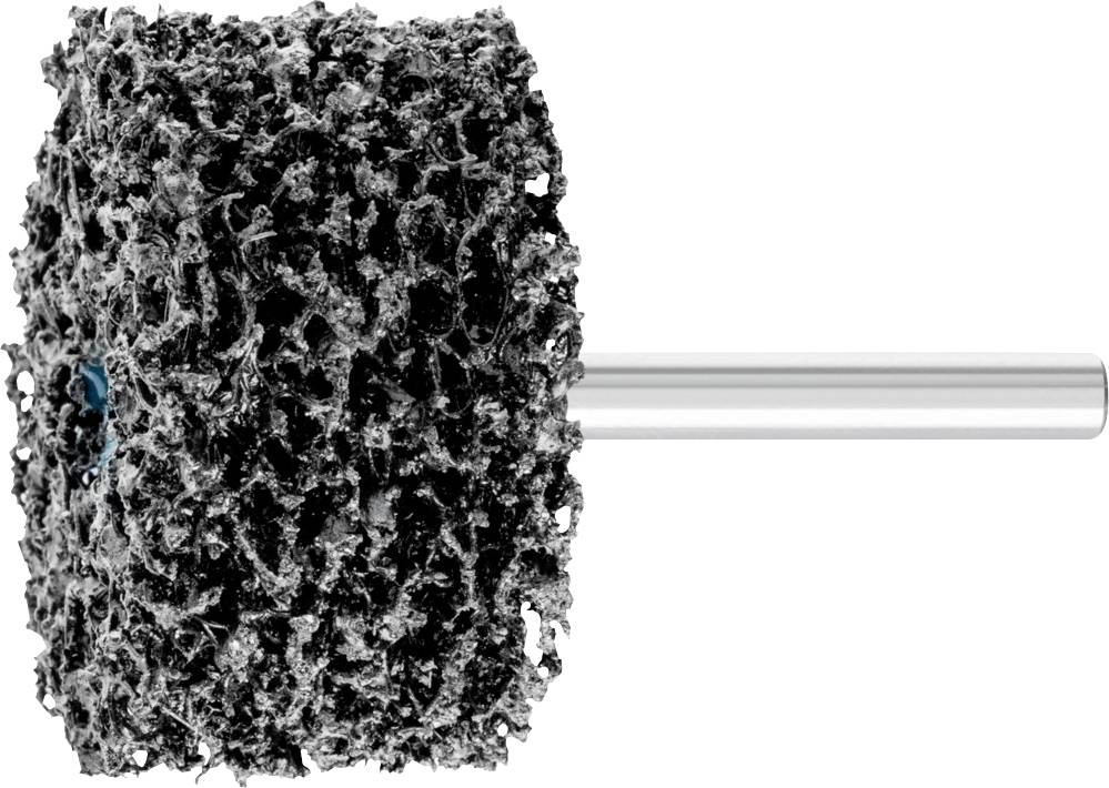 Un embout cylindrique de meulage à surface rugueuse et à tige métallique, utilisé pour le meulage ou le polissage de matériaux.