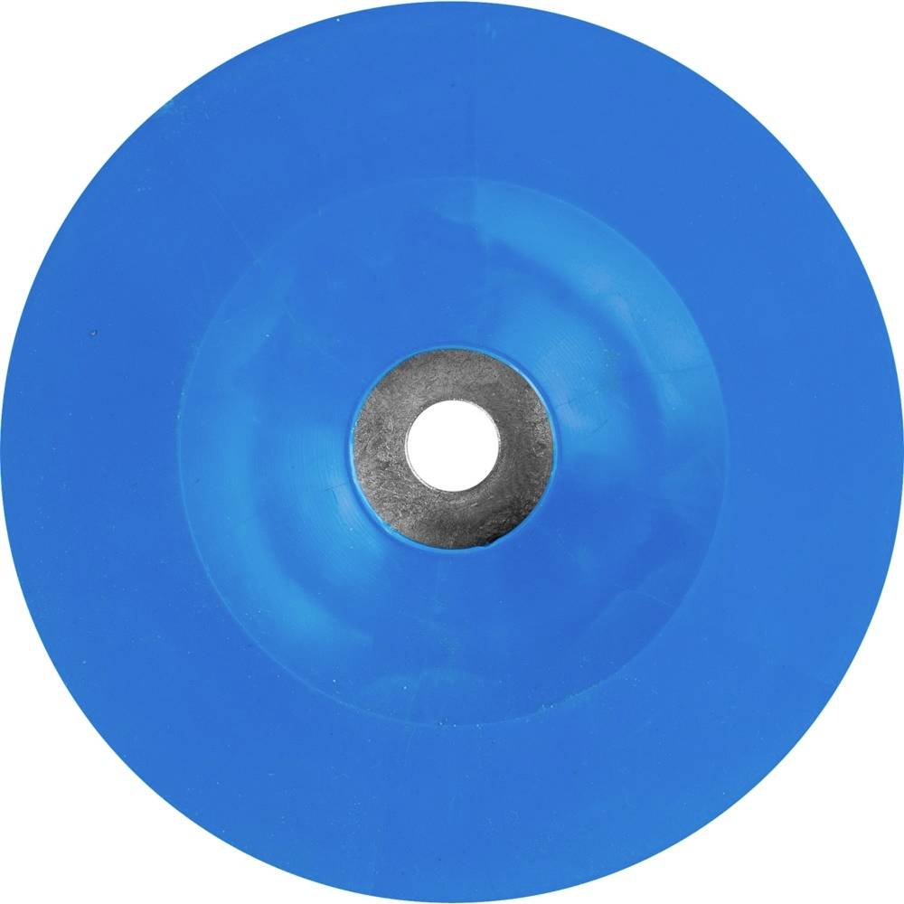 Un disque bleu rond avec un trou central.