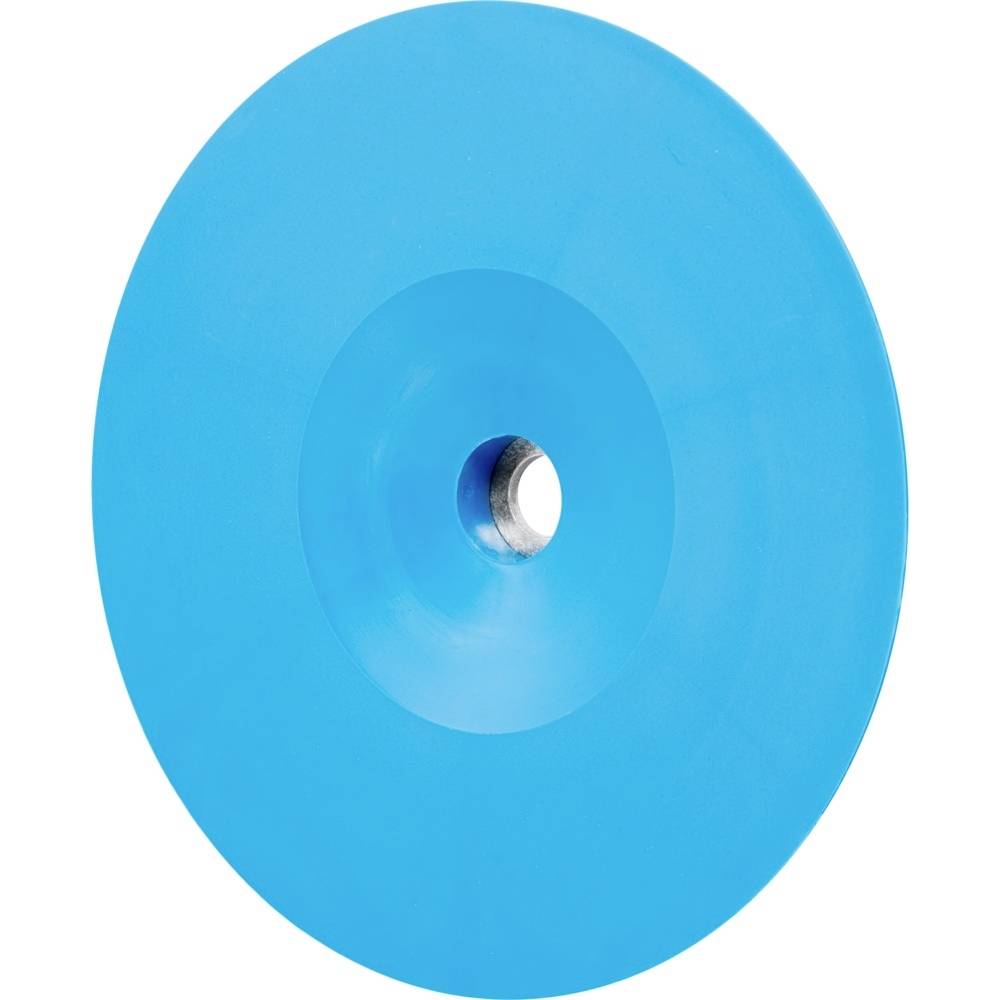 Un disque de meulage bleu avec un trou argenté au centre, sur un fond blanc. Adapté pour meuler différents matériaux.