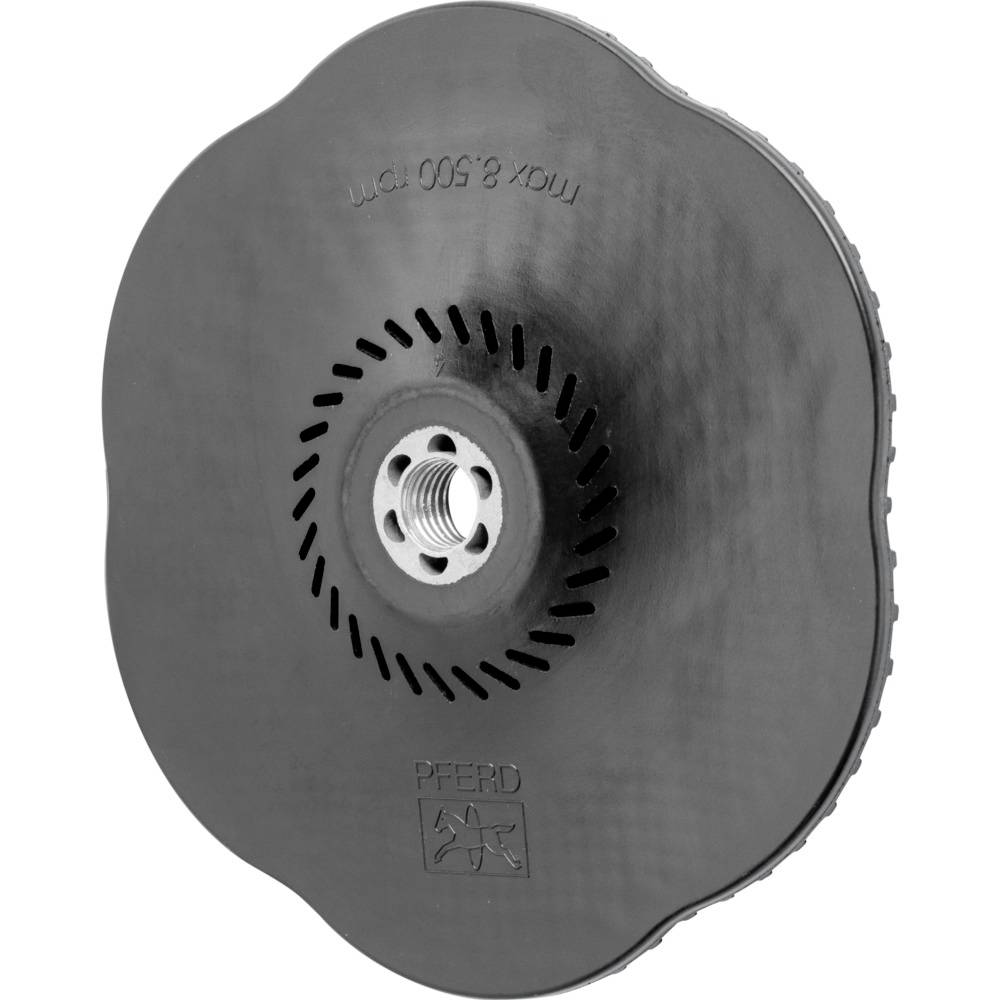 Un disque de meulage circulaire avec un trou de fixation central et des fentes de ventilation, adapté aux machines-outils.