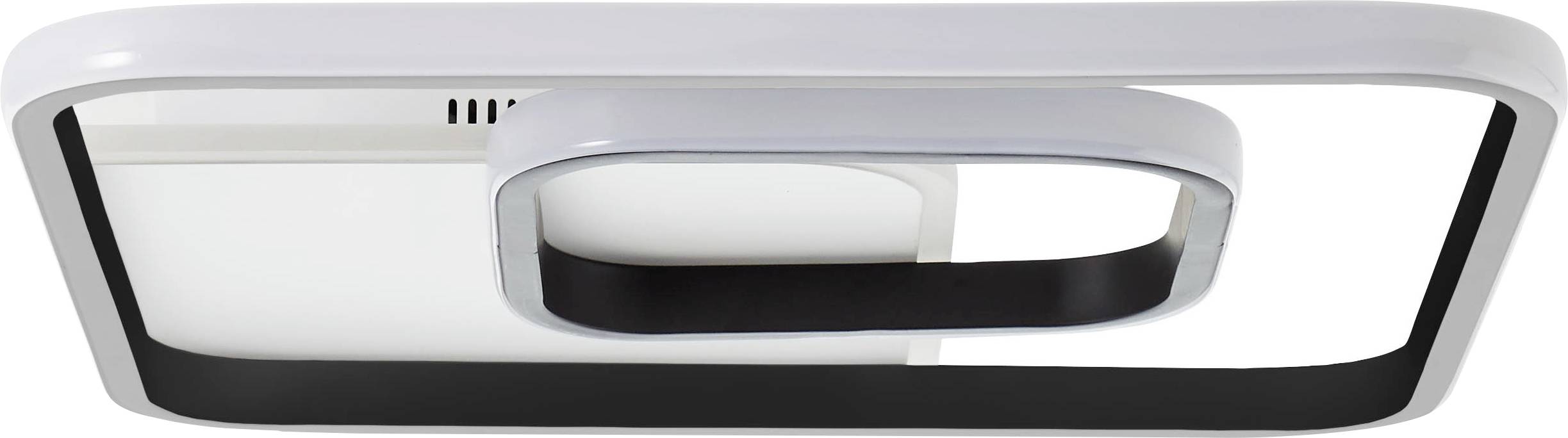 Plafonnier rectangulaire au design minimaliste, encadré de noir et de blanc, parfaitement adapté aux espaces intérieurs modernes.