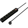 Sygonix SY-4891006 Bloc multiprise avec interrupteur x6 noir contact de protection 1 pc(s)