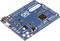Carte de microcontrôleur Arduino Leonardo avec un circuit imprimé bleu, port USB sur la gauche. L'étiquette 'LEONARDO' et le logo sont visibles.