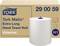 Carton portant l'inscription « Tork Matic Extra Long Hand Towel Roll Universal H1 ». Un rouleau d'essuie-mains en papier est visible au premier plan.