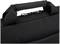 Un sac porte-documents noir avec une fermeture éclair en haut et une poignée en tissu. Idéal pour le transport de documents.