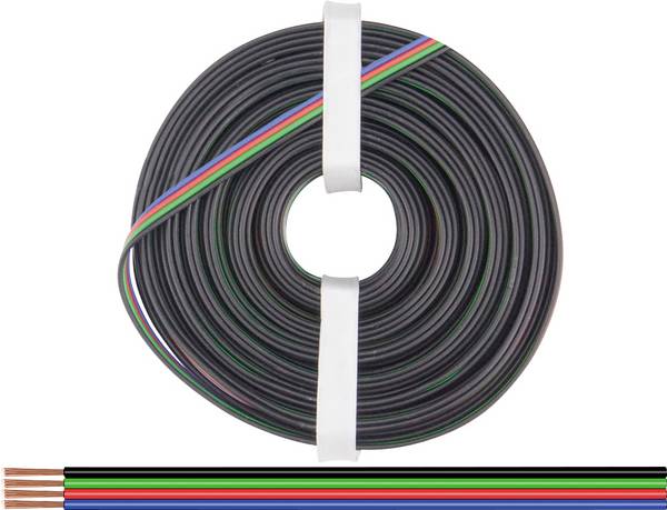 Donau Elektronik 419-100 Fil de câblage 4 x 0.25 mm² noir, vert, rouge, bleu 100 m