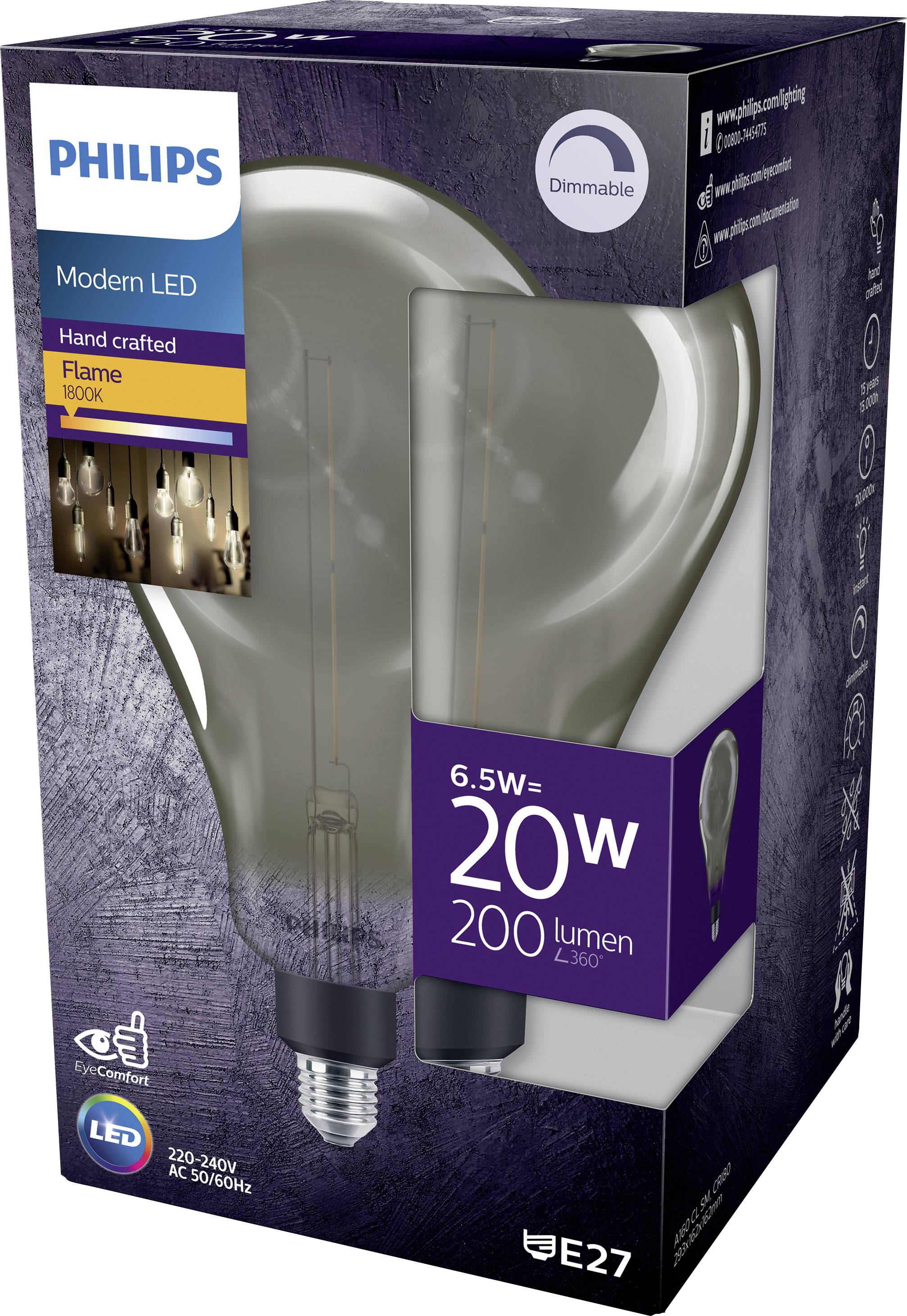 Philips LED LED E27 forme de poire 6.5 W = 25 W blanc chaud (Ø x L) 162 mm x 293 mm 1 pc(s)-5