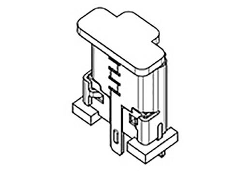 Un dessin technique d'un connecteur électrique en vue isométrique, montrant les contacts et les composants du boîtier.