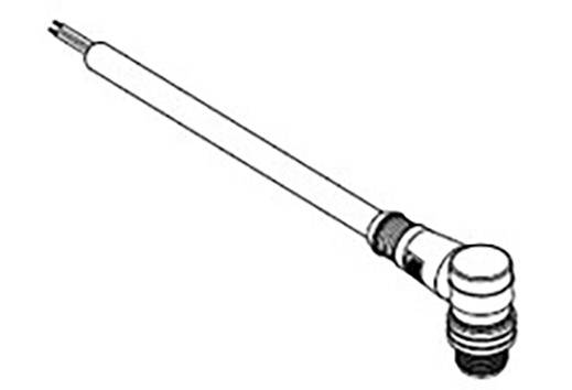 Dessin d'une clé à angle avec une longue poignée, adaptée aux vis difficiles d'accès.