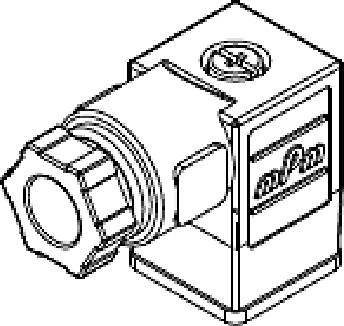 La figure représente un croquis technique d'un connecteur avec un capuchon de vis hexagonal, une molette de commande et le logo 'AVS'.