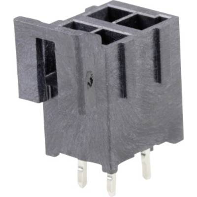 Connecteur électrique noir avec trois ouvertures verticales et trois broches métalliques sortant par le bas.