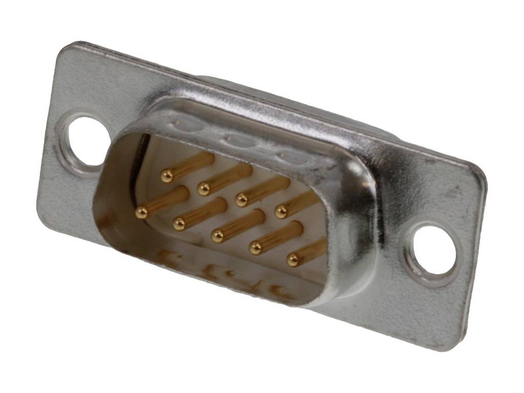 'Connecteur D-Sub à neuf broches, boîtier métallique, adapté aux applications informatiques et de communication.'
