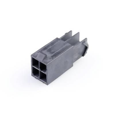 Boîtier de connecteur avec quatre ouvertures rectangulaires, noir, en plastique ; adapté pour les connexions électriques et le montage de câbles.