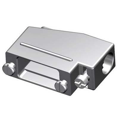 Pièce de jonction métallique de forme rectangulaire avec fixations par vis, utilisée pour des connexions électriques ou mécaniques stables.