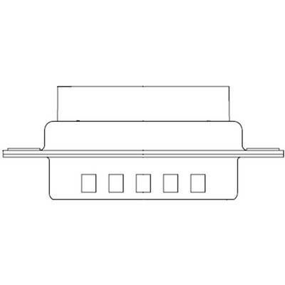 Dessin technique d'un connecteur rectangulaire avec cinq broches carrées alignées, vue latérale.