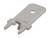 Petite plaquette métallique rectangulaire avec deux broches et un trou central, probablement un connecteur électronique.