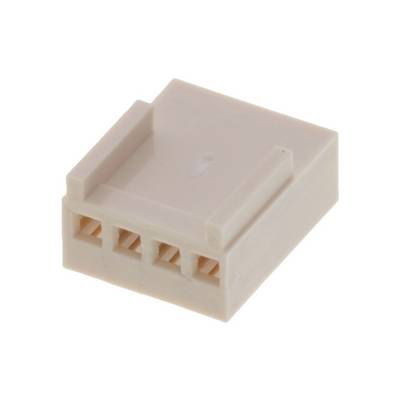 Un connecteur en plastique beige avec quatre ouvertures rectangulaires sur la face avant, adapté pour les connexions électriques.