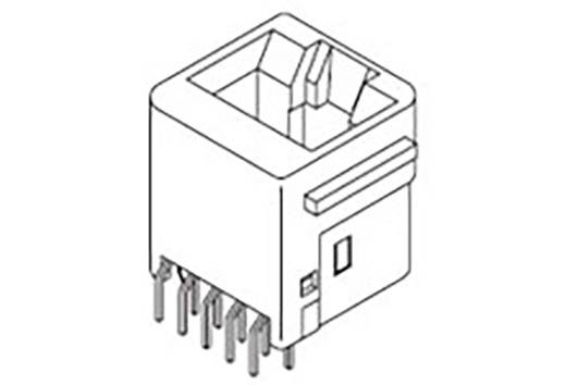 Prise RJ45 à broches multiples, adaptée aux connexions réseau, représentée dans un dessin technique.