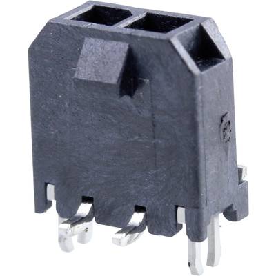 Un connecteur noir rectangulaire avec deux ouvertures et quatre bornes métalliques en bas, adapté pour les connexions électroniques.